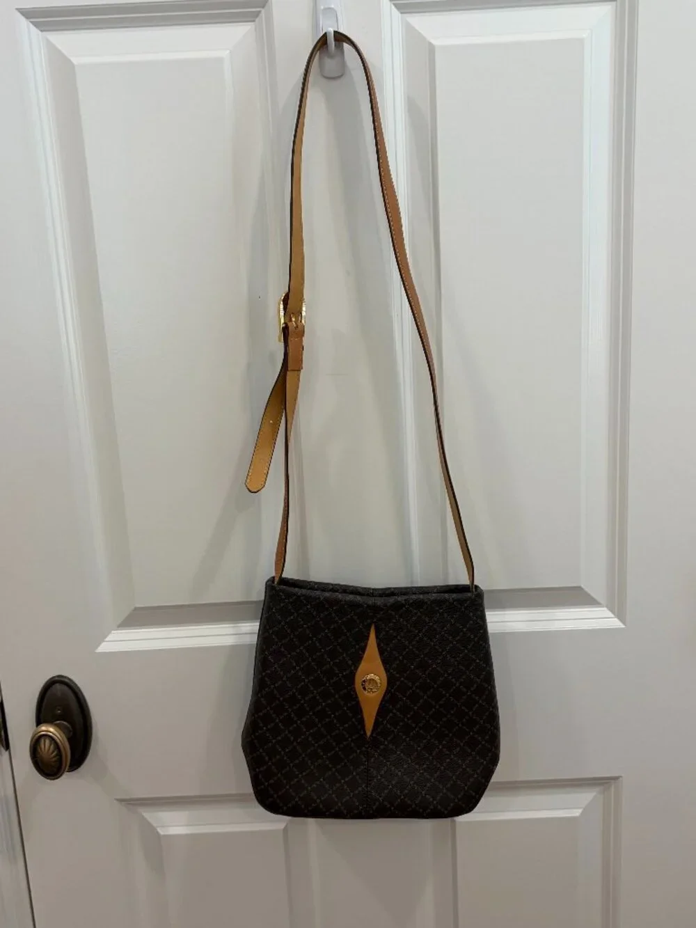 Eiffel Paris Monogram Crossbody Bag Brown Adjustable Shoulder Purse